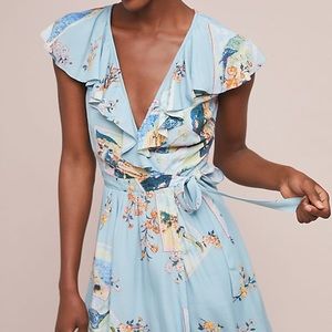 Anthropologie Maeve Rosalia Blue Wrap Dress